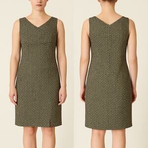 Piazza Sempione Geometric Cotton Sheath Dress Sz 18 Stretch Career Office Modest